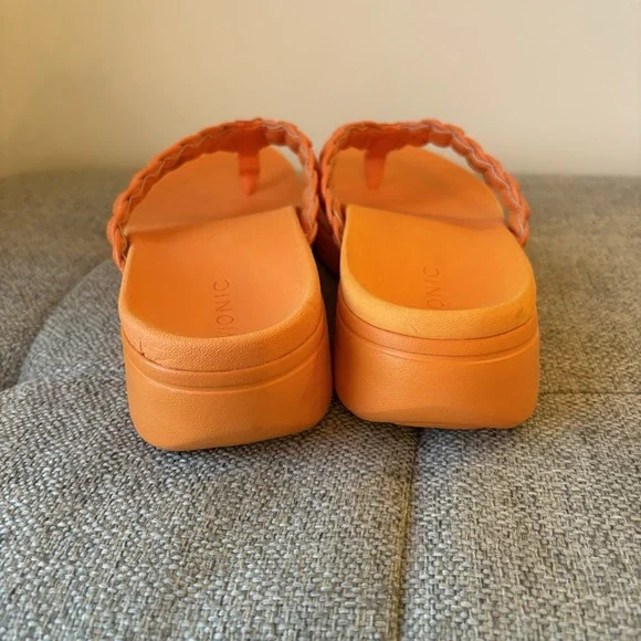Vionic Womens Ortho SlipOn/FlipFlop Sunrise Orange Thong Braided Platform Sz9 - Picture 6 of 7